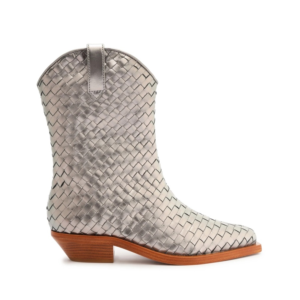 SCHUTZ Metallic Woven Ankle Boots
